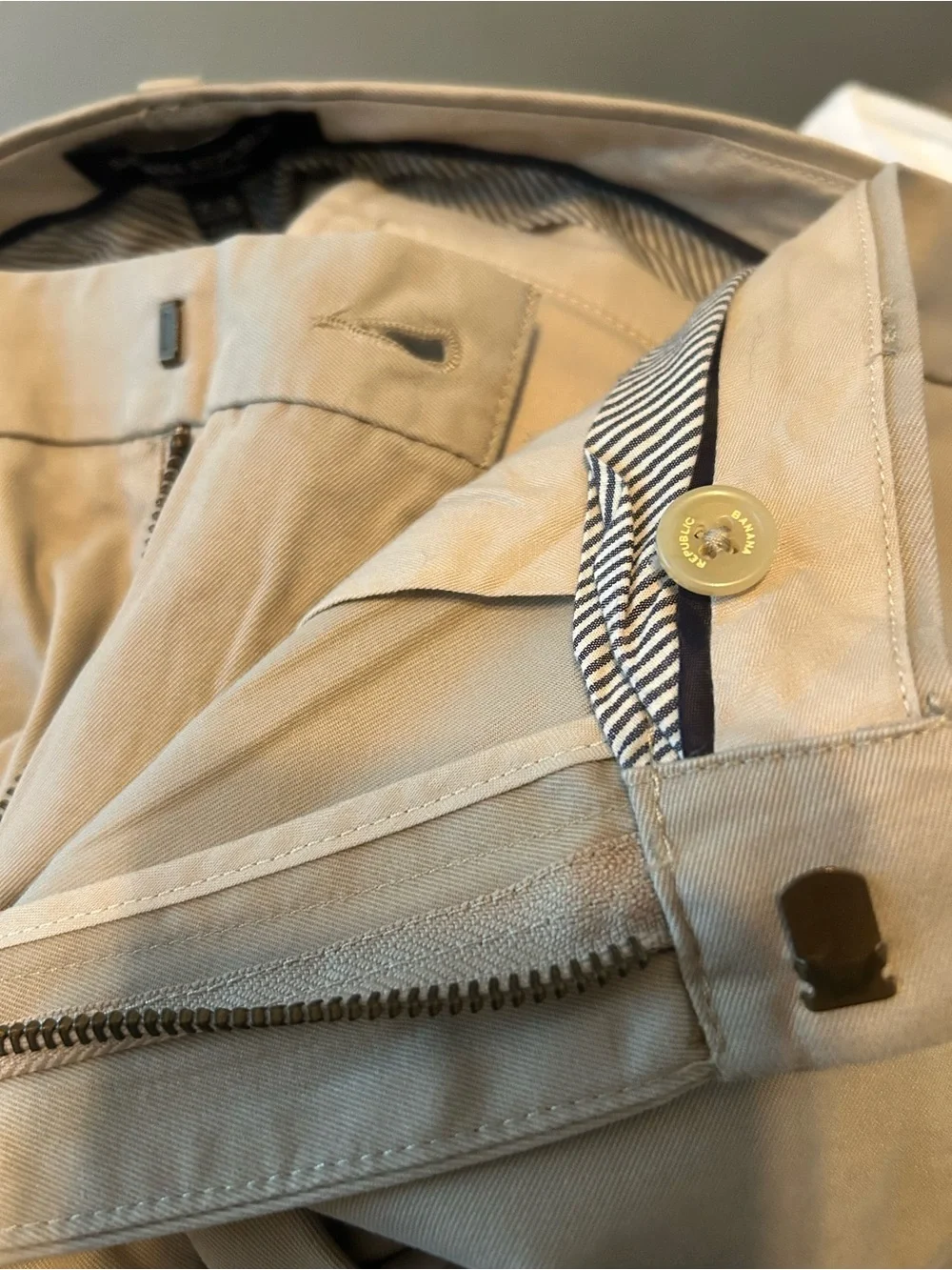 Banana Republic Gavin Chino Men's Flat Front Khaki Pants Casual Size 36x35